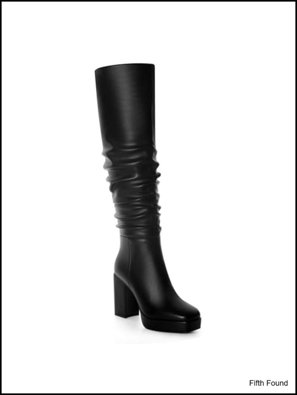 Women's Knee High Slouchy Boots Faux Leather Block Heel Square Toe